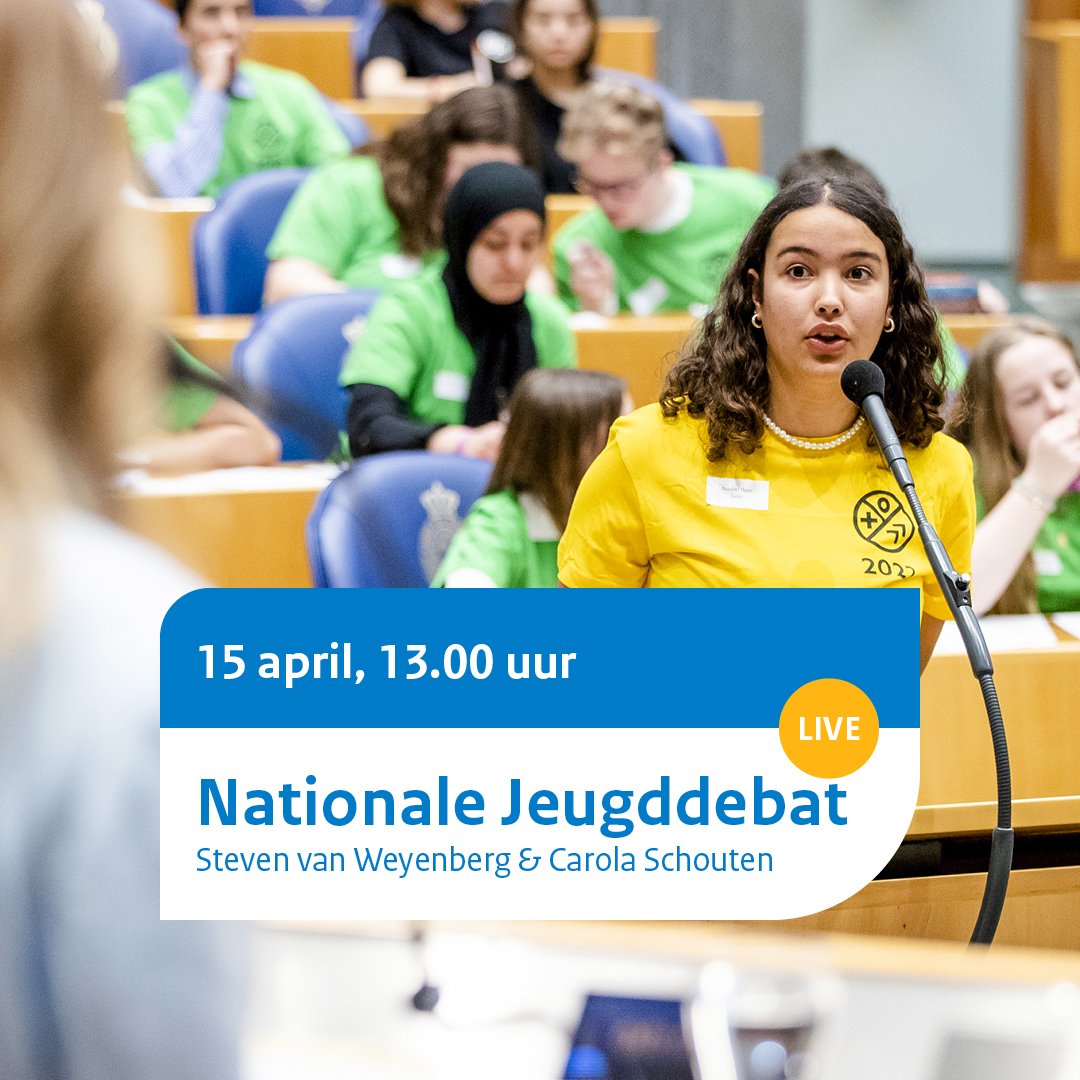 Vandaag het Nationale #Jeugddebat waar @minister_fin en Carola Schouten met 30 jongeren gaan debatteren over omgaan met geld en bijkomende risico’s. Goed dat zij zo de mogelijkheid krijgen hun stem te laten horen. Kijk live mee vanaf 13.00 uur: tweedekamer.nl/vergaderingen/…