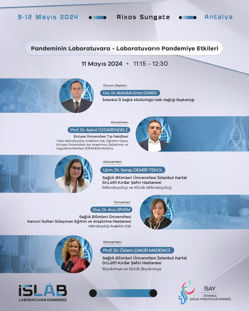 islabkongresi's tweet image. Pandeminin Laboratuvara - Laboratuvarın Pandemiye Etkileri🧪
🗓️ Tarih: 11 Mayıs 2024 - 11:15 - 12:30
📍 Yer: Rixos Sungate I Antalya
🔗 Daha fazla bilgi ve katılım için: islab.com.tr

#islab #islabkongresi #laboratuvar #antalya