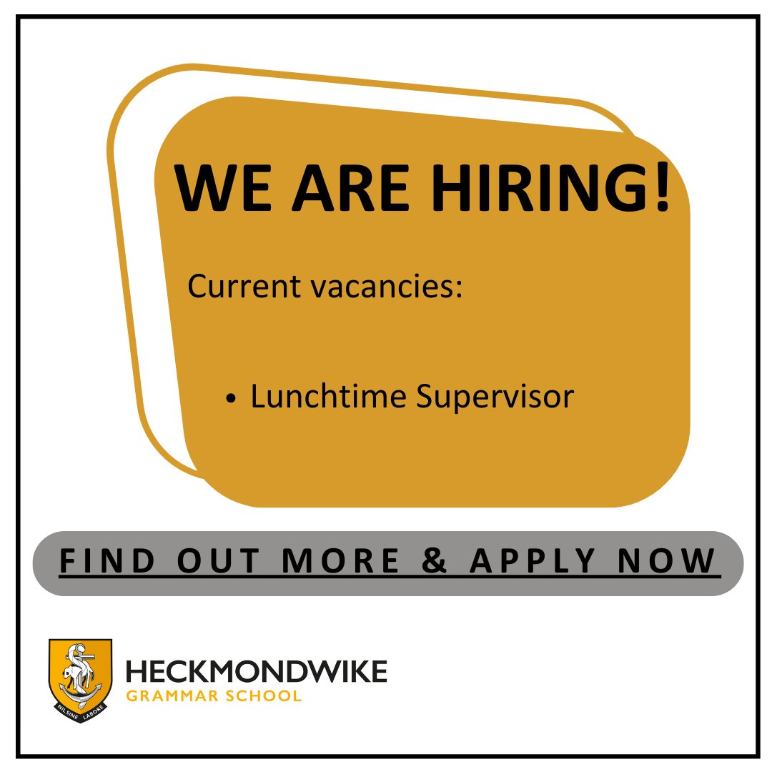 Visit our website for more information heckgrammar.co.uk/vacancies/ 

#jobsearch #jobvacancy