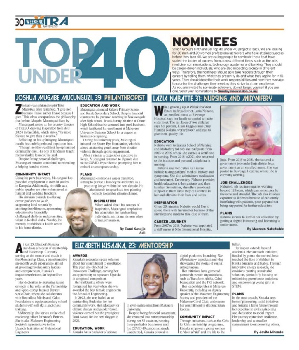 Honored to be nominated for Vision Group's annual Top 40 under 40. 
At 23, I am grateful for the recognition and humbled to be among such inspiring individuals. 
Here's to celebrating achievements and empowering the next generation of leaders! 
#Top40Under40 #VisionGroup