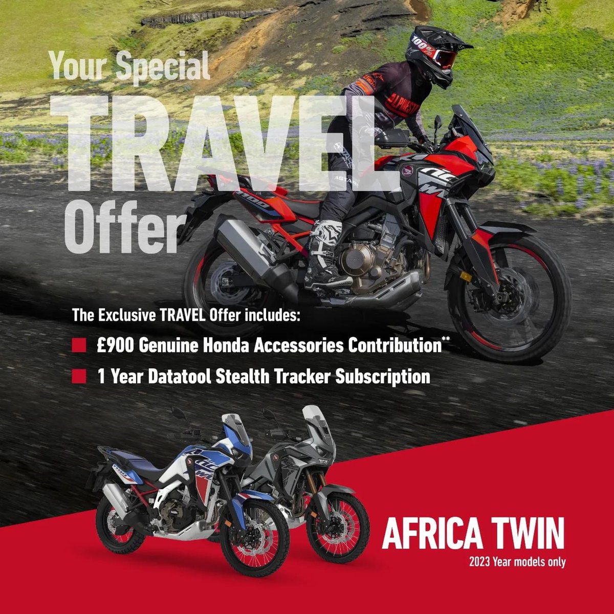 If you’re considering a new #Honda #CRF1100 #AfricaTwin? There’s never been a better time to buy. We only have limited stock available on that fantastic offer, so call our sales team now FREE on 📞 0800 975 2669 tinyurl.com/3eu2vd26 #WeAreBikers