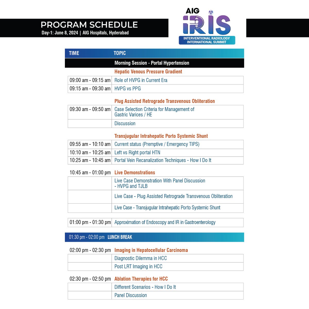 We are extremely glad to invite all #Radiologists, #Gastroenterologists, #Hepatologists and #Oncologists for the AIG IRIS (Interventional Radiology International Summit) happening on June 8-9, 2024, at AIG Hospitals, Hyderabad! 🌟 Join us for a groundbreaking experience featuring