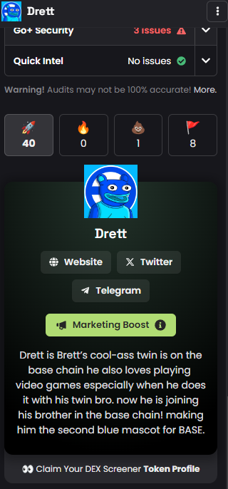 DrettBase's tweet photo. $DRETT socials is updated on Dexscreener. Also, ads is live for 100k+ views.

Upvote $DRETT now!

Dexscreener link:
https://t.co/i9ZChO63hE https://t.co/MhO1SIhM94