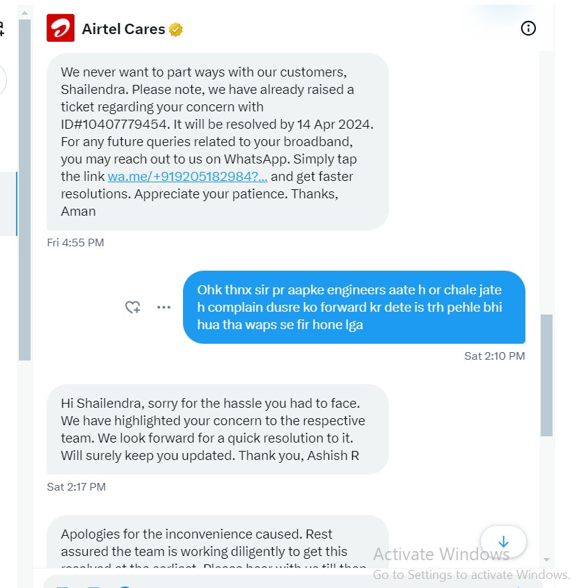 shailendras59's tweet photo. @Airtel_Presence @airtelnews @airtelindia  Aaj 15/04/2024 h ho gye but mere problem solve nhi hue jb aapse bhi meri problem ka solution nhi ho pa rha to sayad ab mujhe maan lene cahiye ki @Airtel_Presence ko chod dena cahiye mujhe ab https://t.co/HEG3UqQUWU
