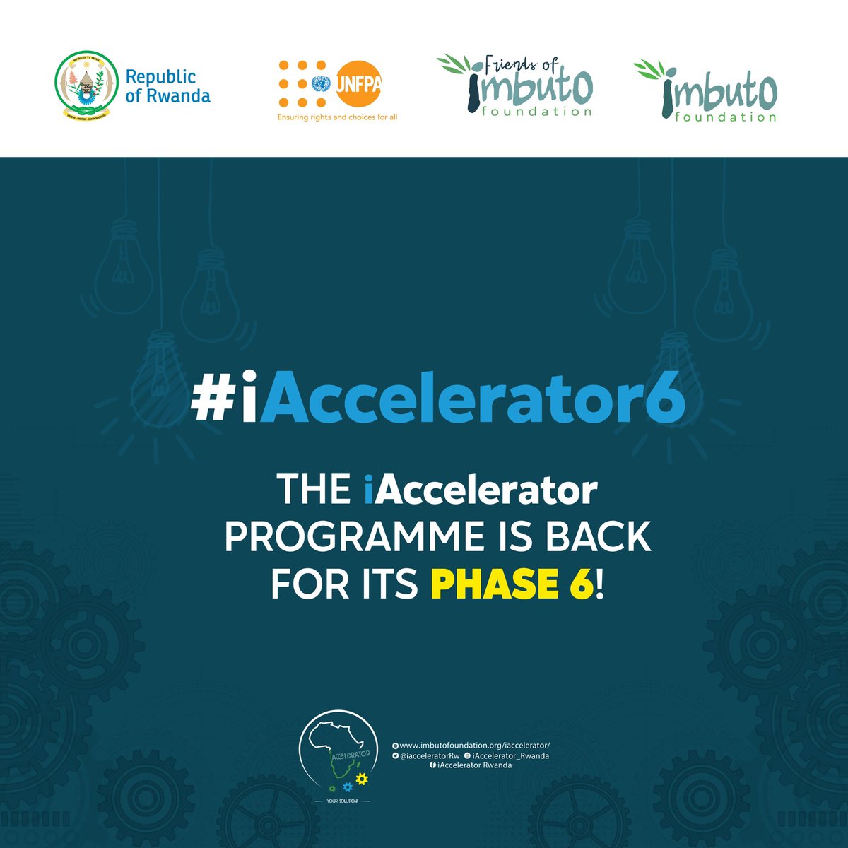 The Innovation Accelerator has returned for its 6th Phase! All aspiring entrepreneurs aged 18-30 with creative and innovative solutions with the potential to impact the country have the chance to win 10 Million Rwf in seed funding and business training mentorship! Stay tuned!