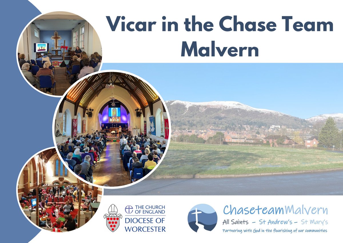 Could you be our next 'Vicar in the Chase Team' to work alongside the Team Rector in this exciting team of 3 churches in Malvern, Worcestershire? More details here: standrewsandallsaints.org/vacancies/ @CofEWorcester @NewWineEngland @allsaintsworcs @richjohnson @johnmcginleyhtl @CPASnews
