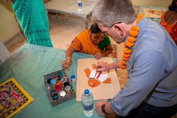 Learning to paint from the best! Last year, on my trip to Janakpur Women’s Development Centre, I sat down with some talented artisans who taught me how to paint. I think we did a decent job!