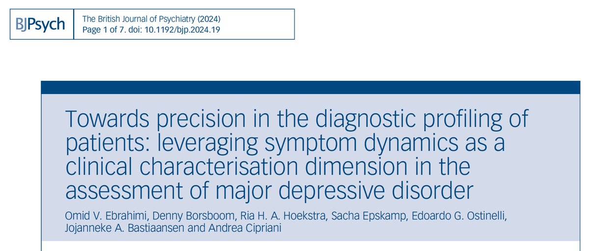 📜 New article w/<a href="/BorsboomDenny/">Denny Borsboom</a>, <a href="/SachaEpskamp/">Sacha Epskamp</a>, Hoekstra, <a href="/EGOstinelli/">Edoardo G. Ostinelli</a>, @BastiaanseJACJ &amp; <a href="/And_Cipriani/">Andrea Cipriani</a>:

Towards precision in the diagnostic profiling of patients: leveraging symptom dynamics as a clinical characterisation dimension in the assessment of major depressive disorder