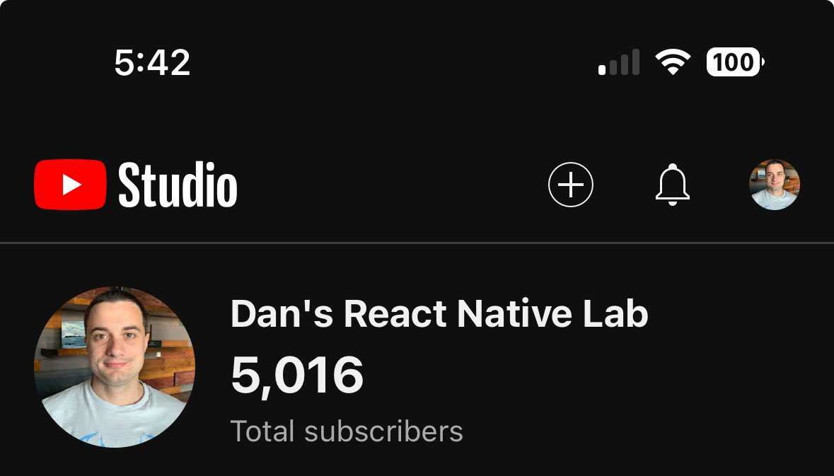 Hit a special milestone this morning. I am now half way to my dream goal of 10,000 subs❤️. I know intermediate-advanced React-Native content isn’t the most viral friendly in the world, so I am thankful to everyone for sticking with me on my journey to build projects I am