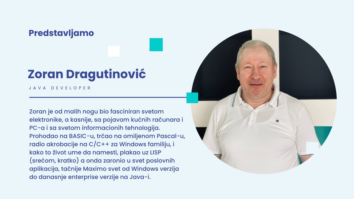 ProzoneIT's tweet photo. Zoran, jedan od naših najiskusnijih programera, donosi sa sobom više od samo linija koda. Od malih nogu bio fasciniran svetom elektronike, a kasnije, sa pojavom kućnih računara i PC-a i sa svetom informacionih tehnologija. 👨‍💻🔌 
#ibmmaximo #softwaredeveloper #prozoneit https://t.co/ruJiZ4pp3t