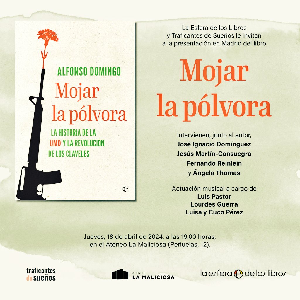 Se acerca el 50 aniversario de la #RevoluciónDeLosClaveles
#25Abril
Será un honor ir a #Lisboa y representar a @FMD_es (con militares🇪🇸 ANTIFRANQUISTAS de la #UMD), acompañando a los militares 🇵🇹 que se pusieron del lado de su Pueblo.

¡Este 16 abril calentamos motores en Madrid!