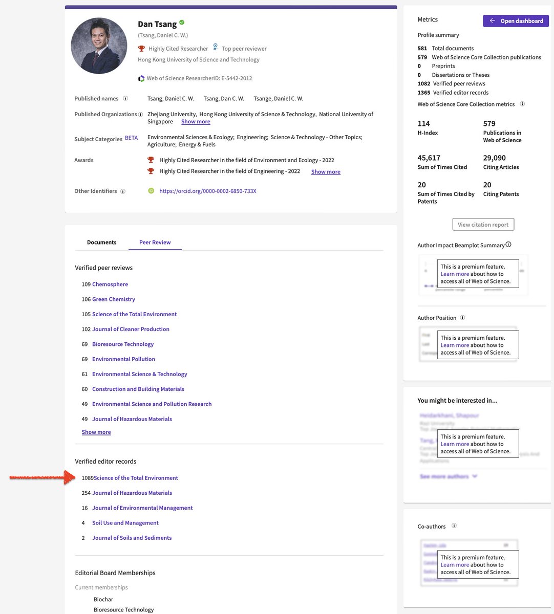 Meet professional #papermill author Daniel C.W. Tsang from @hkust. He edited more than 1000 paper for @STOTEN_journal (most of course for his papermill friends). His university protects him and ignores the facts. @ELSenviron remember is name! #fraud
