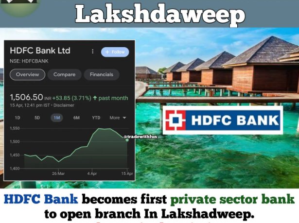 #HDFCBank, a leading private lender, has inaugurated a branch on Kavaratti Island in Lakshadweep, marking a significant milestone as the sole private sector bank to establish a presence in the UN