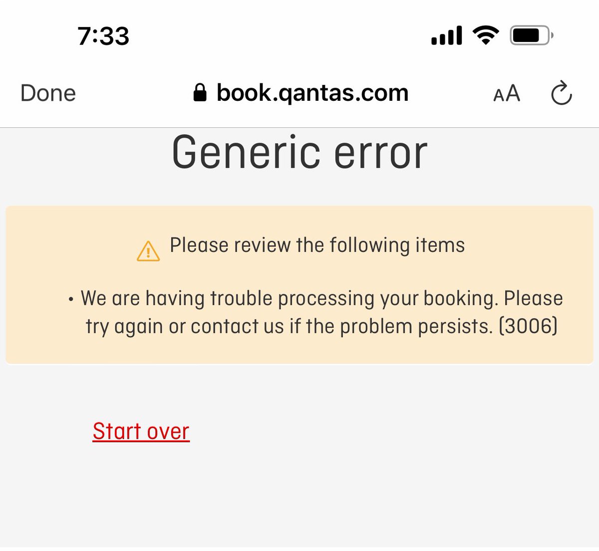 StephenHeath85's tweet photo. @Qantas getting below error trying to book Vancouver to London 13th December over multiple devices and browsers, any insight? https://t.co/WINxK031E9