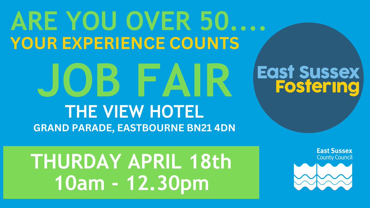 👋 Pop over and say hi and find out more about fostering full-time or part-time in East Sussex 🙂 @TheViewHotelEastbourne Can't make it? Join an online information event 5.30pm tomorrow 👉 ow.ly/meIL50Rg0wN Visit our website or call 01323 464129 👉 ow.ly/zT3U50Rg0wM