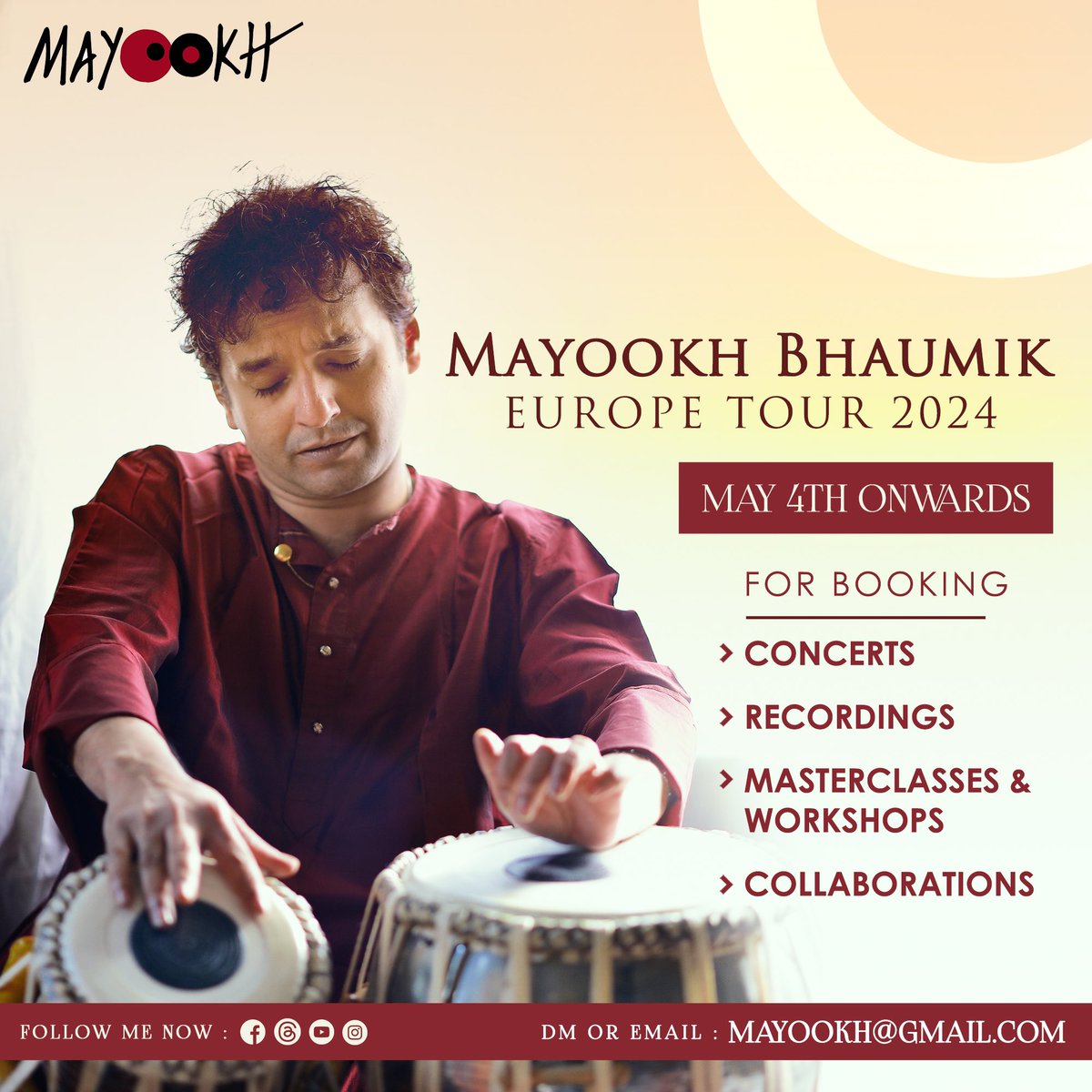 I’m so excited to be touring Europe this May after quite some time. Please do email mayookh@gmail.com or dm me for booking concerts, recordings, workshops and other collaborations. Dates, cities and details coming soon. See you all soon…
.
.
.
#mayookh #mayookhbhaumik #europe