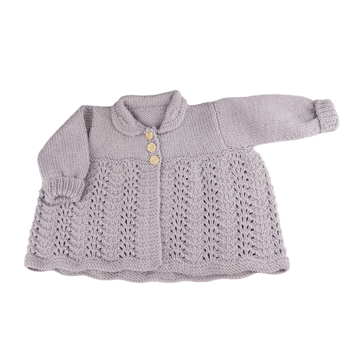 Looking for a unique baby shower gift? This Hand Knitted Gender Neutral Baby Cardigan in Silver Grey is just perfect! Grab this adorable collared sweater from #knittingtopia on #etsy. Don't miss out! knittingtopia.etsy.com/listing/165113… #craftbizparty #MHHSBD #shophandmade #buybritish
