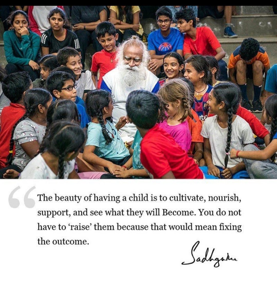 If we leave children free to express themselves and do not suffocate them with our desires, we will have happy children. The only happiness for a mother is seeing her children happy.
Thank you Sadhguru.🙏
#InnerEngineering
#Parenting #SadhguruWisdom