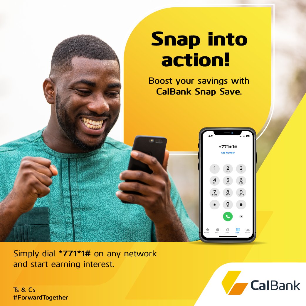 CalBankPLC's tweet photo. Achieve financial success this year by building smart habits! Start by stashing a little cedi in CalBank's Snap Save. It’s a small effort that can pay off big in the long run!
#CalBank #ForwardTogether #SnapSave #FinancialSuccess #MondayMotivation https://t.co/U0QcaHJkeV