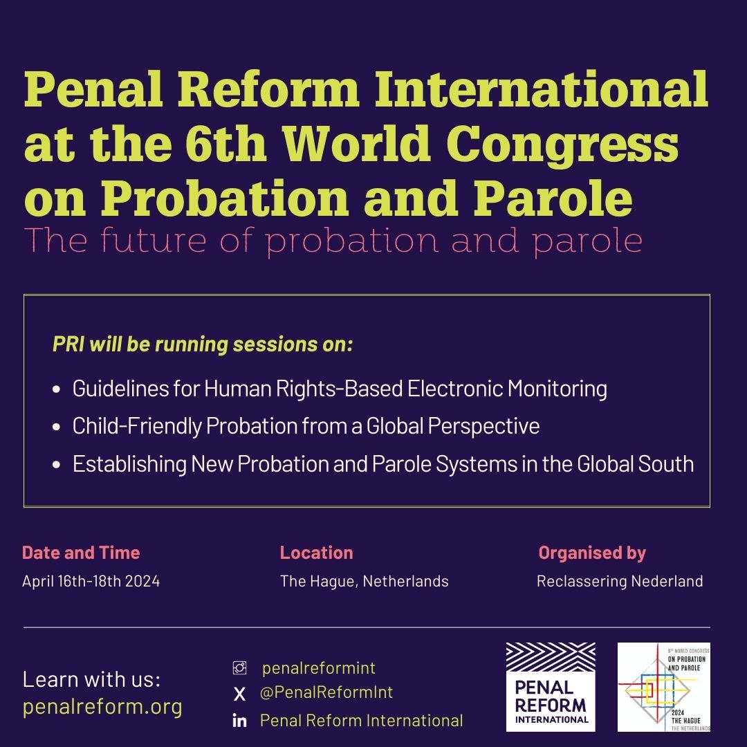 This week PRI will be participating at the World Congress on #Probation and #Parole, organised by @ReclasseringNL in📍NL. For attendees joining us, we look forward to welcoming you to our booth. 👉Details: shorturl.at/enxF7 #JusticeReform #WCPP2024