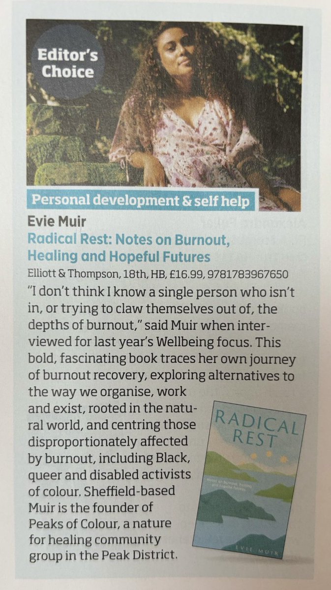Delighted to see that @xeviemuir’s Radical Rest - out from @eandtbooks this summer - is an Editor’s Choice in @thebookseller