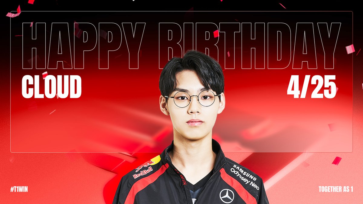 Happy 'Cloud' Day!🎂 4월 25일은 T1 Esports Academy 팀의 막내, 'Cloud' 문현호 선수의 생일입니다!🎉 #T1WIN #T1Fighting #T1Birthday #LCKCL #Cloud #HappyBirthday #생일