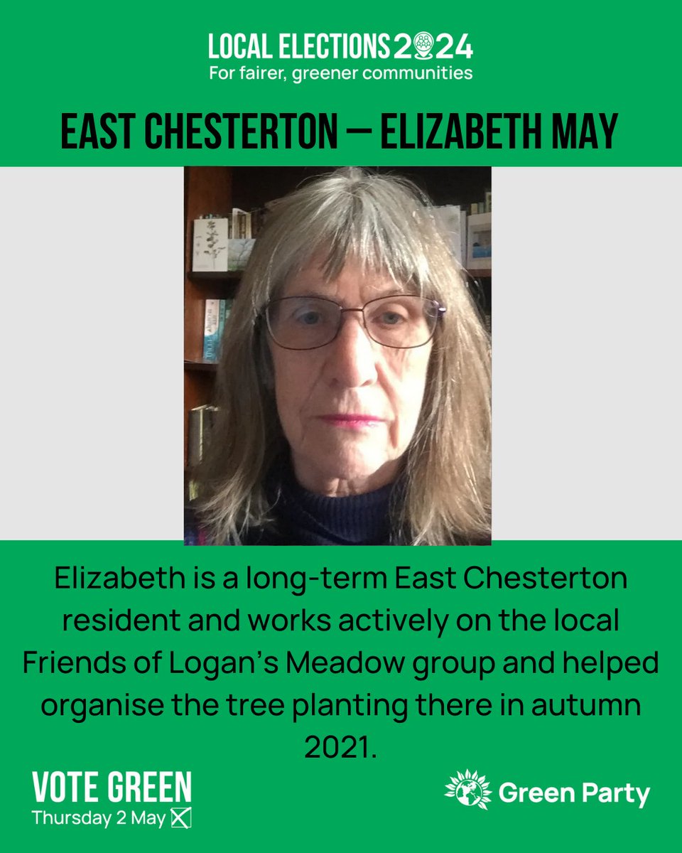 Next up in 'which Green Party Candidate is running in your ward?' we have <a href="/JoshMorrisBlake/">Josh Morris-Blake</a>, <a href="/SarahNicmanis/">Sarah Nicmanis</a>  (also General Election candidate) and Elizabeth May.

All 14 Candidates: cambridge.greenparty.org.uk/local-election…

Local Elections on 2 May: #2.5weekstogo #cambridgecitycouncil