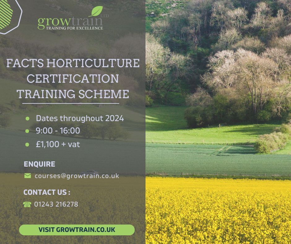 📣FACTS Horticulture Certification Training Scheme📣 ✔Online interactive delivery (8 sessions of 3 hours) ✔ October 2024 ✔£1,100+ vat . CLICK HERE TO REGISTER: buff.ly/3sMxgiK