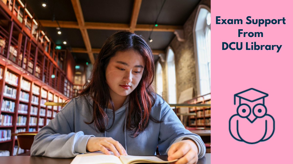 DCU Library is your exam study hub! Open Sat AND Sun, and late on weekdays. We have 3 quiet locations, seat monitors preventing seat hogging, and online or in-person support. You've got this!