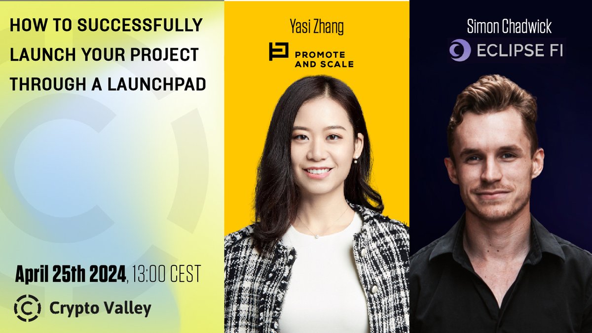 Launching your project successfully through a #launchpad is possible, but there are some secrets that it's better to know. 🪄 @Yasi_Zhang , Co-Chair of the Startup Working Group at #CVA, and @simonch00 , Co-Founder & CEO of @Eclipsefi , will explore the #IDO launchpad model and…