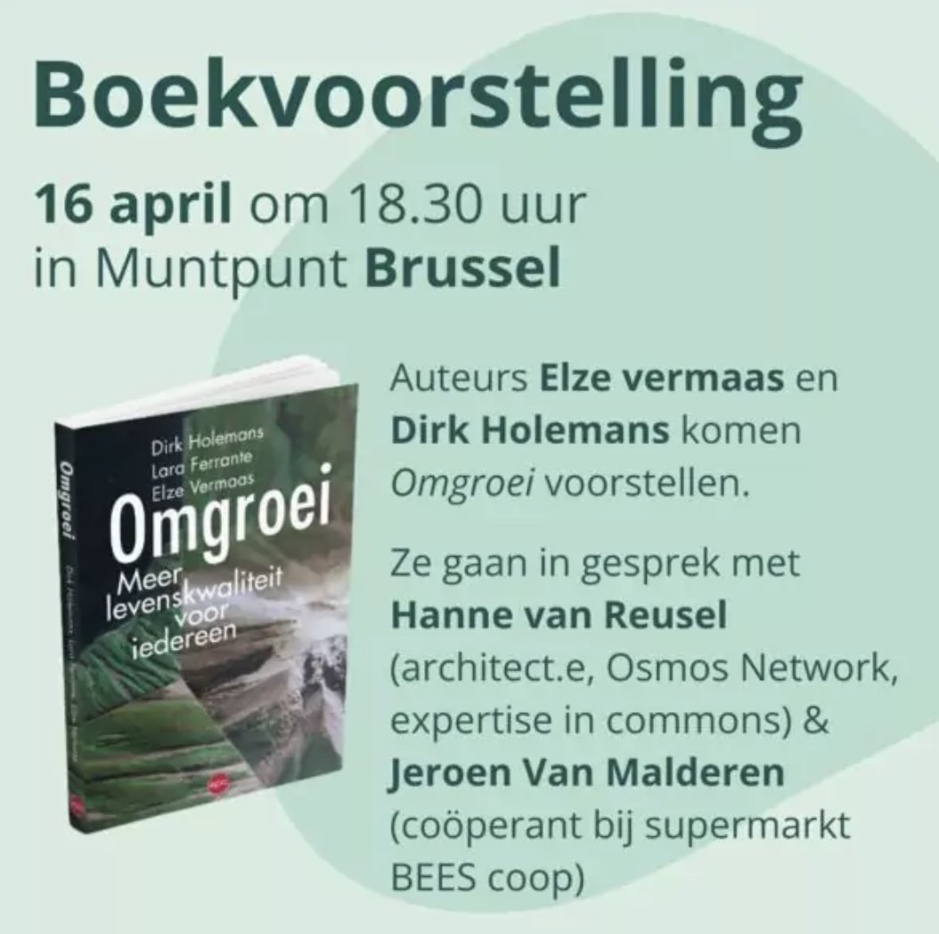 Morgenavond zitten we met de nieuwe @OikosDenktank publicatie #Omgroei in @Muntpunt #Brussel Gratis toegang, iedereen welkom