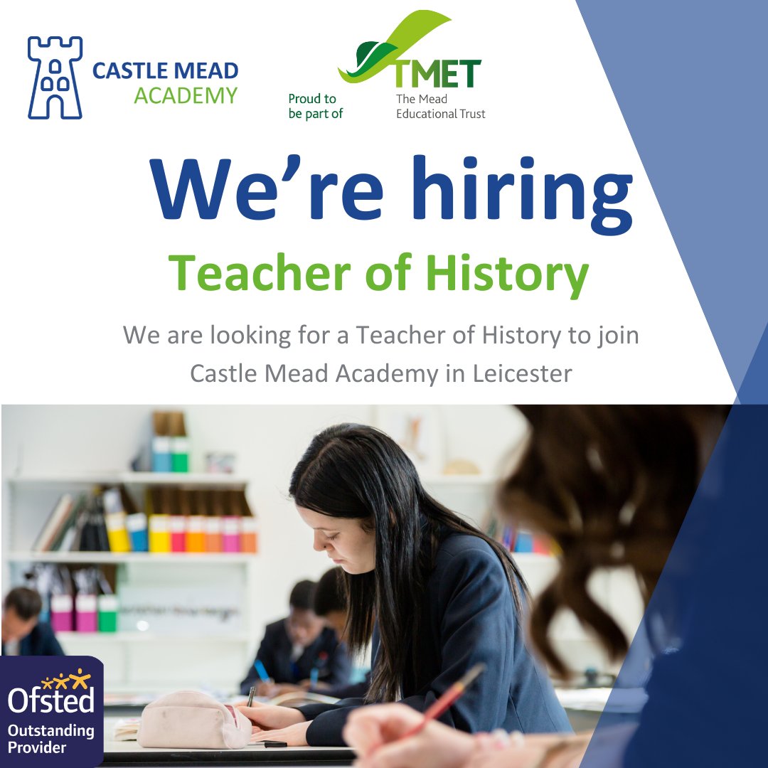 Join our school as a Teacher of History We are looking for a subject enthusiast to join us in developing and implementing a knowledge rich curriculum in their subject. Do you want to grow as a leader? Then apply today! eteach.com/careers/tmet/j… Deadline, 2nd May 2024, 9.00am