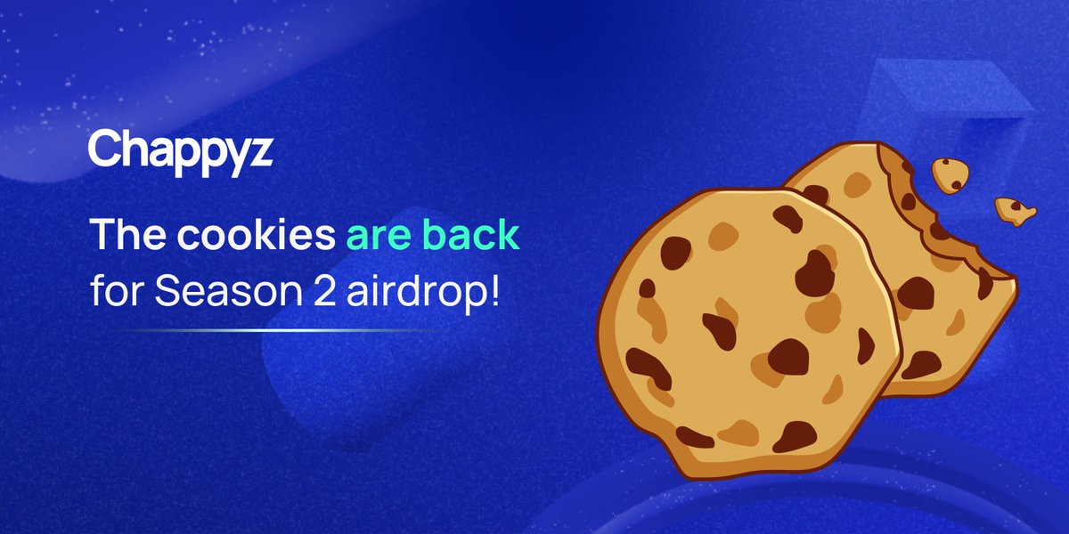 MoonbootsLabs's tweet photo. You heard that right - the COOKIES are BACK! 🔥

Start earning COOKIE tokens to participate in Chappyz Season 2 Airdrop. 🎉🍪

Join now 👇🏼

Telegram Campaign: https://t.co/QYDXQoNl18 
Discord Campaign: https://t.co/8uP7ZZHJlS 

#Airdrop https://t.co/7exW2JjxWd