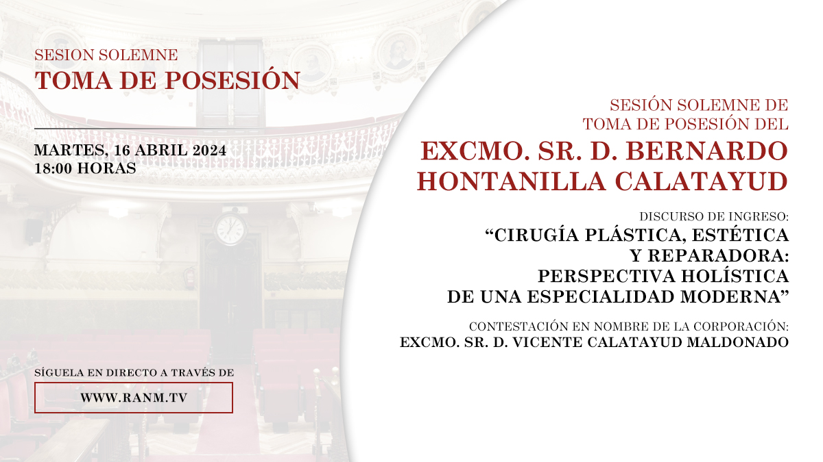 Mañana la #RANME nombrará como Académico de Número a D. Bernardo Hontanilla Calatayud, que tomará posesión del sillón nº 32, representando la especialidad de Cirugía Plástica, Estética y Reparadora. 📅 16 abril, 18h ➡️ Más información: ranm.es/sesiones-y-act…