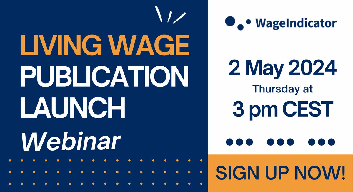 To formally launch our #LivingWage estimates, we will host a webinar on 2nd May. Here, we will show you how to to access our estimates for 2,621 regions across 165 countries and learn from experts on the importance of public data. Register for free at wageindicator.org/about/events/2…