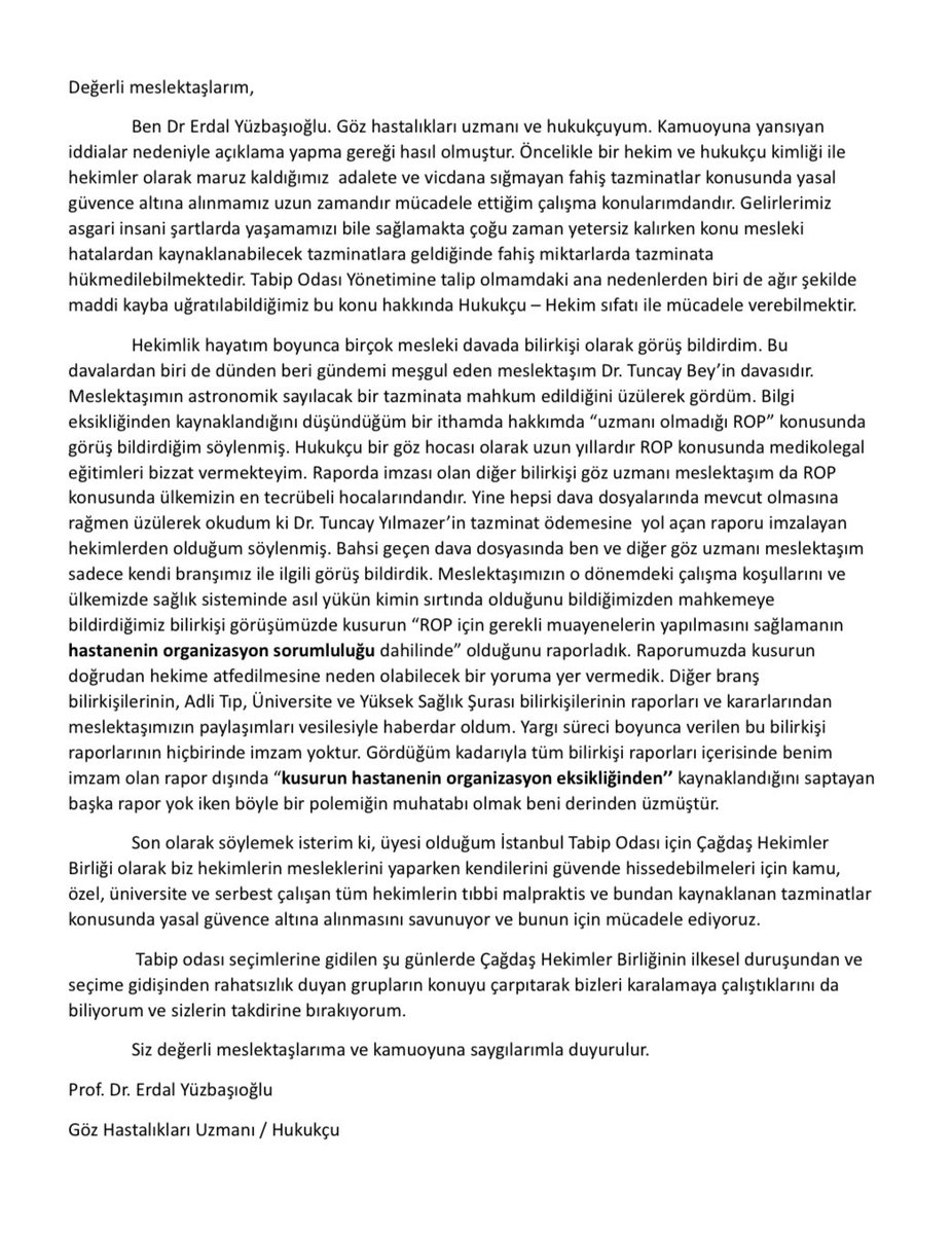 İstanbul Tabip Odası için Çağdaş Hekimler Birliği seçim grubu adaylarımızdan Dr Erdal Yüzbaşıoğlu’nun gündemdeki soru ve iddialara dair açıklaması.