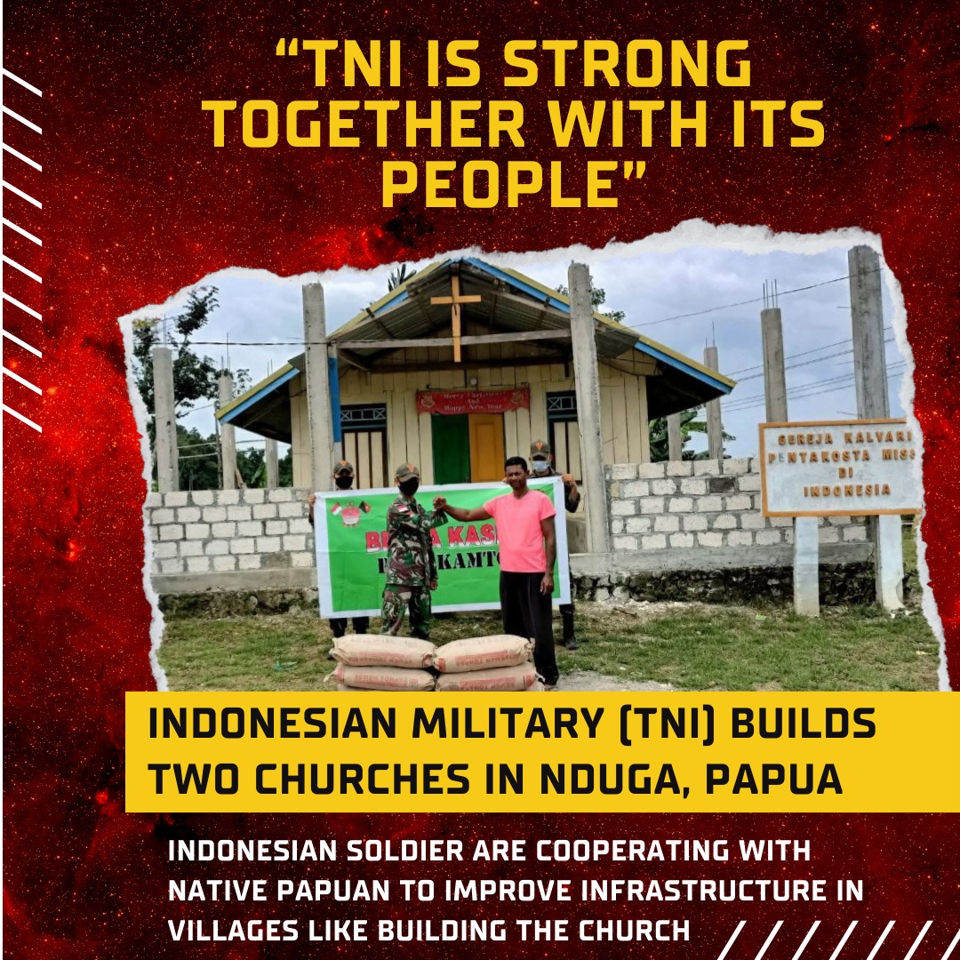 Indonesian soldier are cooperating with native Papuan to improve infrastructure in villages like building the church

#IndonesianMilitaryHelpPapuan #NoSeparatism #CaringEachOther #BuildingTheChurch #PapuaNKRI