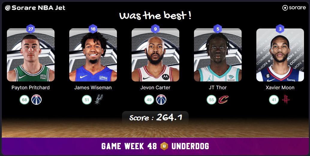 5majeursorare's tweet photo. On retrouve les lineups parfaites pour cette #GameWeek48 sur @SorareNBA
Powered by @SorareNbaJet https://t.co/iW2mdb4zas