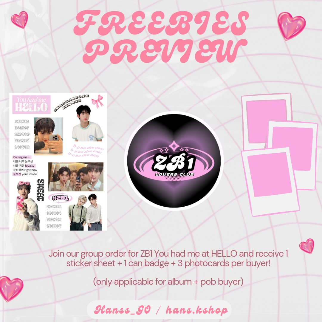 Hanss_GO's tweet photo. 🇲🇾MALAYSIA GO🇲🇾
ZB1 You had me at HELLO

🙆‍♀️ Open for various sites
💵 Price range RM50~90
✅️Accept half payment 
🎁 Freebies provided

Order link: https://t.co/vK4eFR0z9K

@pasarzb1my @pasarzb1 #pasarzb1 https://t.co/vZQ919lnqM