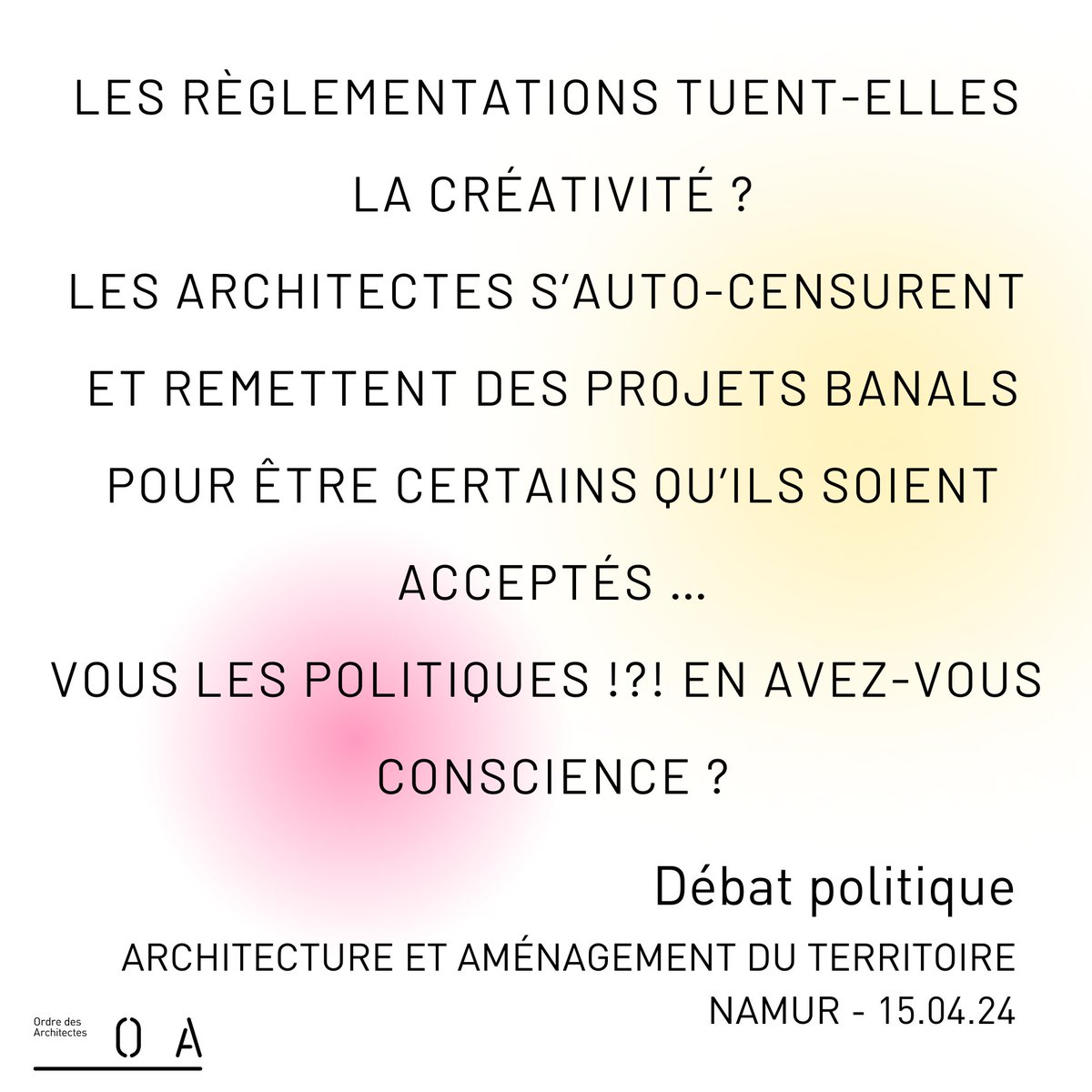 L'une des questions qui sera posée au Politique lors du débat de ce soir organisé par l'Ordre des Architectes à Namur. 
#memorandum2023 #urbanisme #qualitéarchitecturale