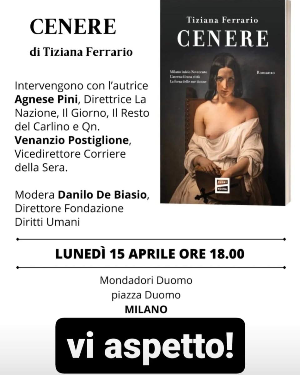 Oggi a #Milano presento il mio nuovo libro #Cenere. L'ascesa di una città unica in Italia grazie anche a donne straordinarie. L'inizio dell'emancipazione femminile in piena rivoluzione industrale. Battaglie x i diritti dei lavoratori,ingegno imprenditoriale,alba della moda