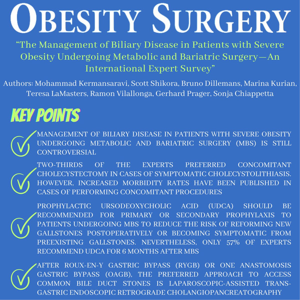 BEST PAPER APRIL ISSUE 'The Management of Biliary Disease in Patients with Severe Obesity Undergoing Metabolic and Bariatric Surgery—An International Expert Survey' DOI: doi.org/10.1007/s11695… FREE DOWNLAOD: rdcu.be/dEL68