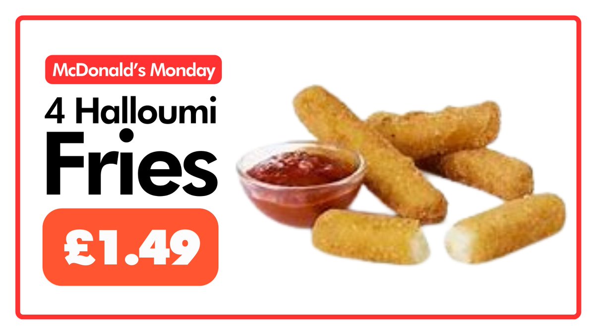 Make it a McDonald’s Monday with 4 Halloumi Fries for £1.49! Give yourself a little lift this Monday with our weekly offer – this week, get 4 Halloumi Fries for £1.49! Order now via the McDonald’s app. #Preston