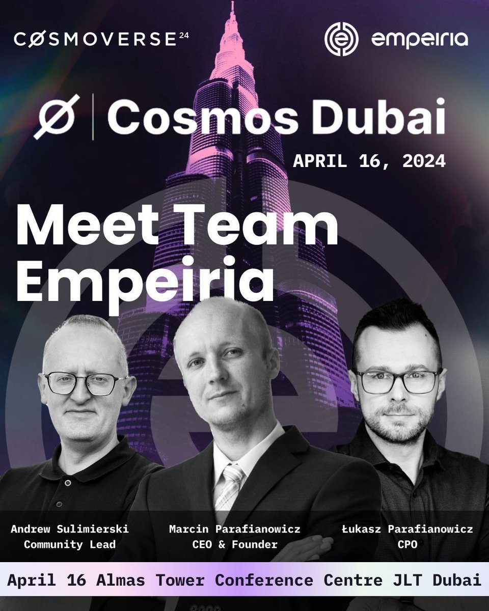 empe_io's tweet photo. 🚀Gear up for the Empe Testnet launch!🚀 

Our team is off to join Token2049 and its side events.  Step 1: Join us on April 16th at Cosmos Dubai by @CosmoverseHQ to explore the power of #Web3 and blockchain for #DataOfTheFuture 🌐

#Token2049  #Blockchain #web3 #Empeiria https://t.co/Mi7vOtZ5gm