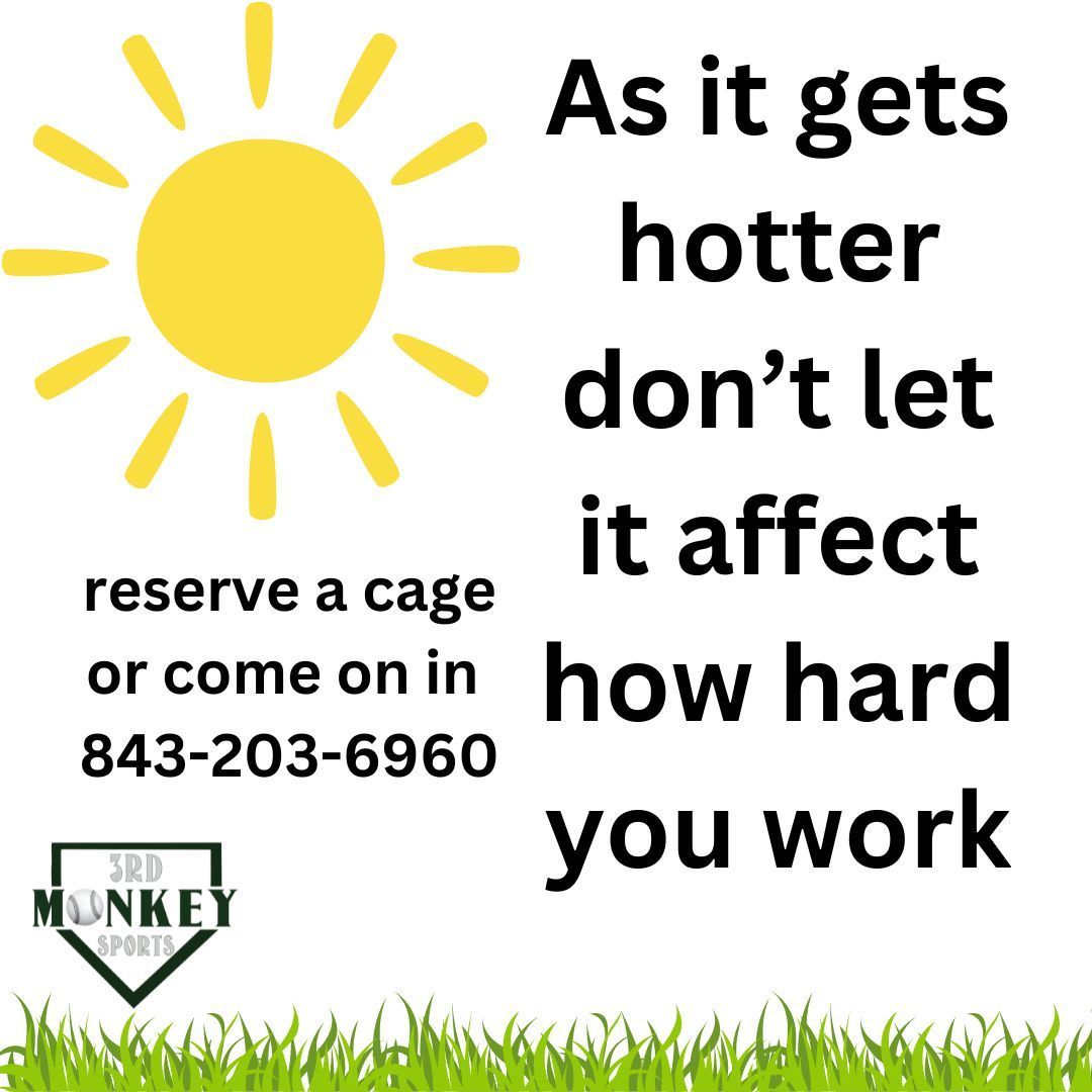 3rdMonkeySports's tweet photo. As summer is approaching quickly don't let the heat affect your training! Reserve a cage online or come on in! 248-830-1394 https://t.co/1HHuybIJXK