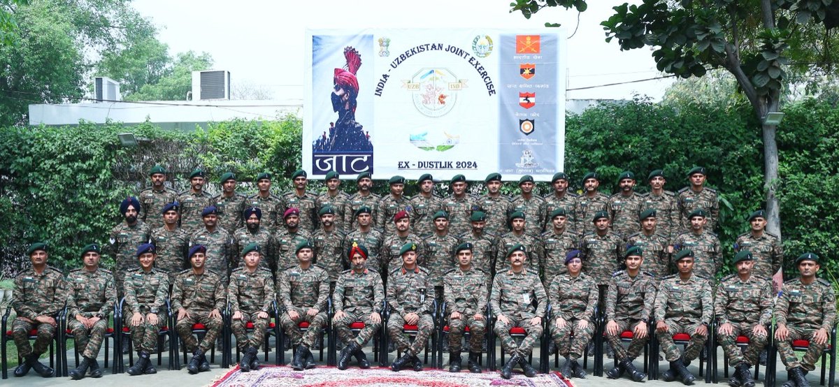 Exercise #Dustlik 2024

#IndianArmy contingent departed for #Uzbekistan to participate in the 5th Edition of Joint Military Exercise ‘DUSTLIK’ between #India & #Uzbekistan. The Exercise is being conducted in Termez District, #Uzbekistan🇺🇿 from 15 to 28 April 2024.

#IndianArmy…