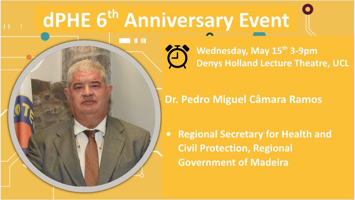 Our Keynote speaker; Dr. Pedro Ramos - Regional Secretary for Health @pgram, has led digitalisation efforts in Madeira, with successes in fighting COVID-19 & progress in the mosquito surveillance technology. #OneHealth #DigitalHealth @UCL More info: tinyurl.com/6thdphe