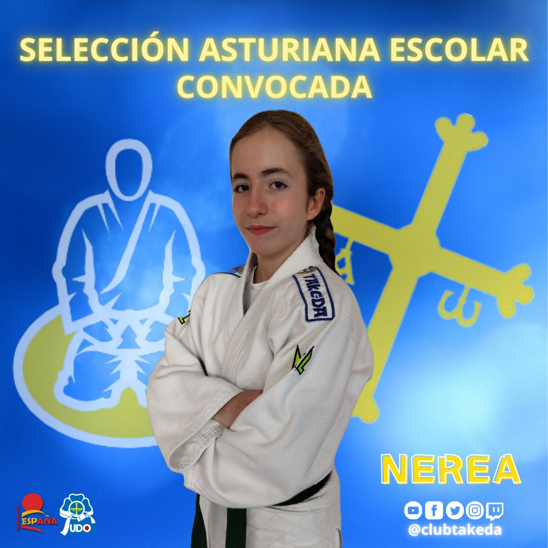 🅲🅾🅽🆅🅾🅲🅰🅳🅰 a la Selección Asturiana 🟡🔵
𝗡𝗘𝗥𝗘𝗔 𝗟Ó𝗣𝗘𝗭 -57kg.
🥋Nuestra judoka inf. de 1⁰ año, ha sido convocada para formar parte del equipo asturiano que participará el último fin de semana de abril, en el Cto. de 🇪🇦 y que se celebrará Pamplona.

💪🏻¡Enhorabuena!
