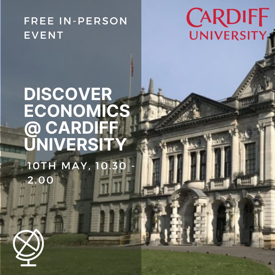 Come along to @cardiffbusiness on the 10th May for a free, in-person event introducing you to the field of economics! Click here 👉 buff.ly/3xxYJK1 to find out more and sign up now. #schooltrip #cardiffuni #cardiffbusinessschool #economics #econ #economicsdegree