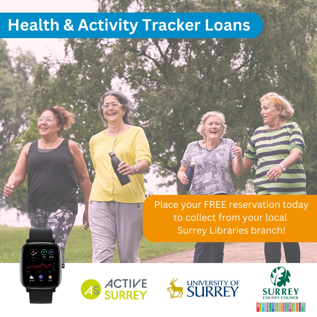 EXCITING NEWS! You can now reserve and collect Health &amp; Activity Tracker for free from your local library! Simply head to our catalogue via link below, place a reservation, and get motivated to move more and improve your health &amp; wellbeing.

tinyurl.com/mrppkcw8

@ActiveSurrey